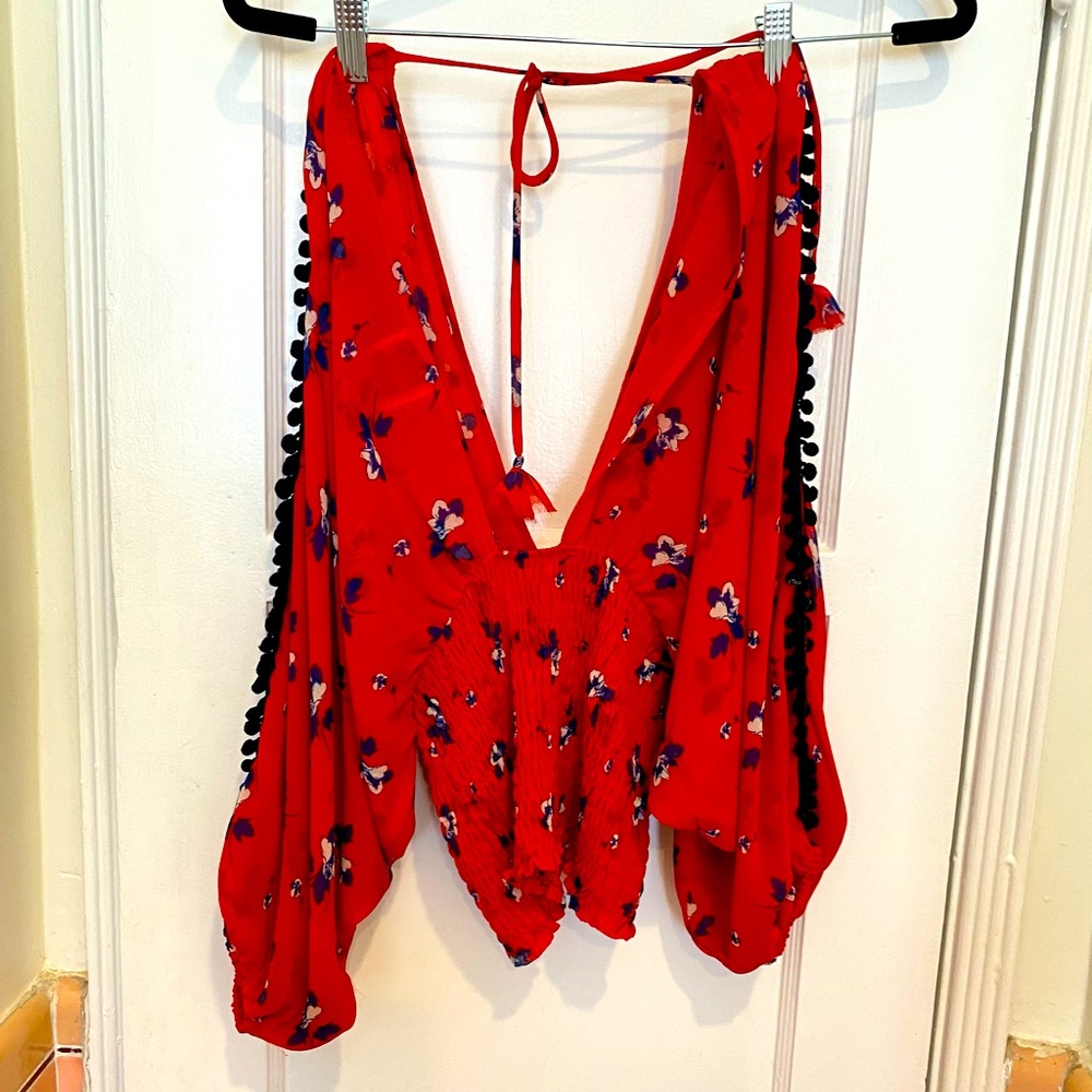 Misa Los Angeles Red Floral Top